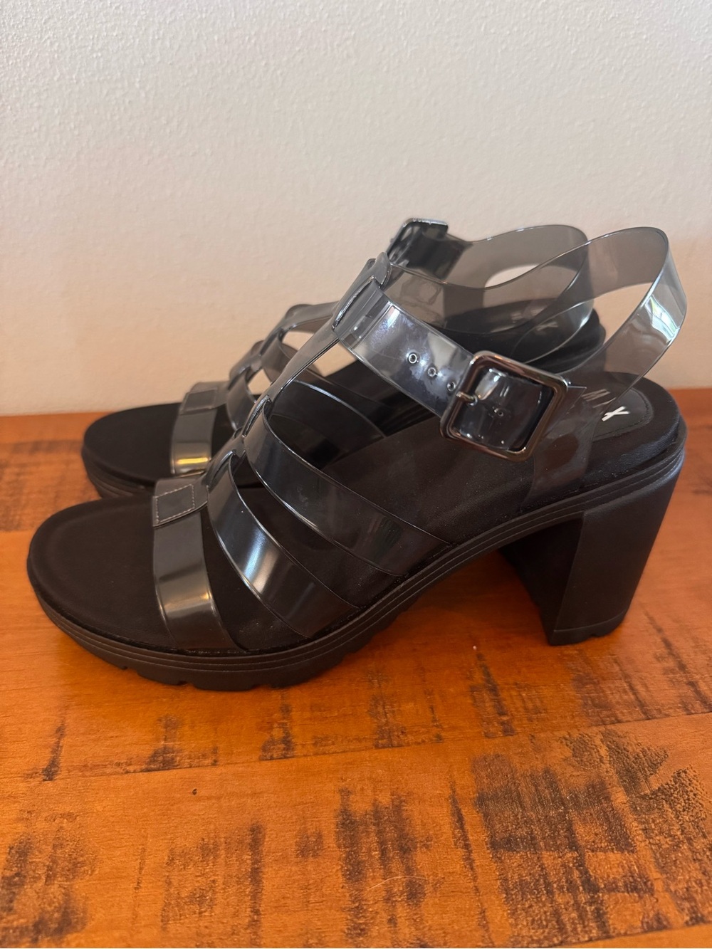 Mix No. 6 Clear Smoke Strappy Block Heel Sandals